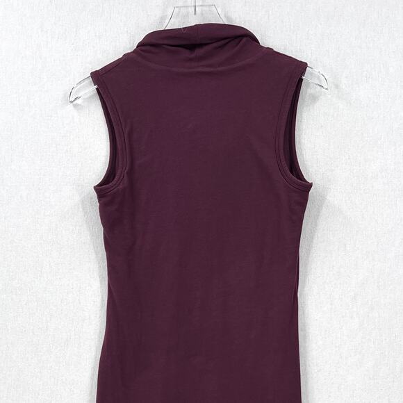 JAMES PERSE Cowl Neck Midi Dress Womens Medium Purple Plum Sleeveless Ruched - Picture 5 of 14